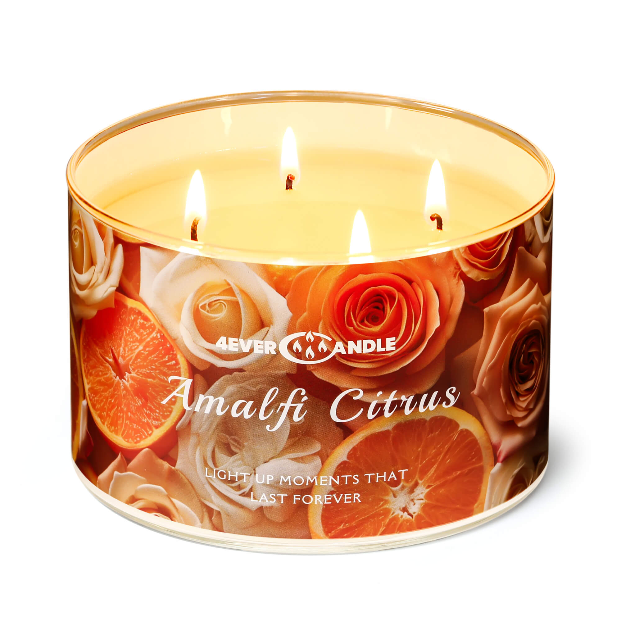 Picture of 4EVER CANDLE Amalfi Citrus Scented Candles, 18oz Soy Candles Non Toxic 4-Wick Large Candle Jars, Over 50 Hours of Burning Time, Ideal for Gifting, Events, Home Decor